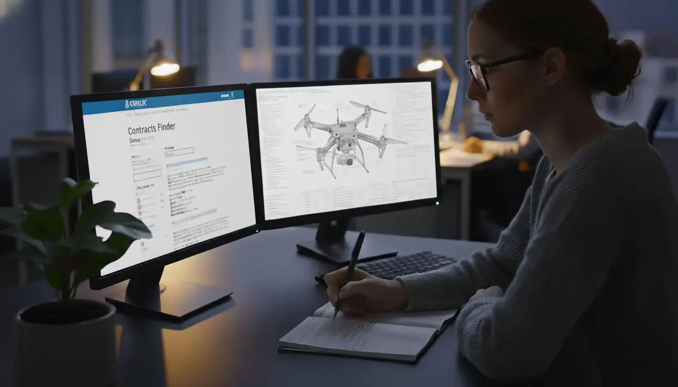 Bid writer preparing a drone tender submission